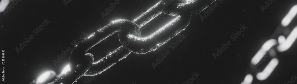 Fototapete close-up view of interlocking chain links with halftone texture design