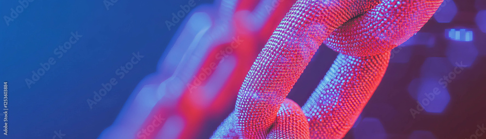 Poster Close-up view of interlocking chain links with halftone texture detail and vibrant colors