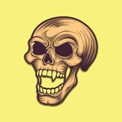 Vintage style side view skull open mouth illustration design