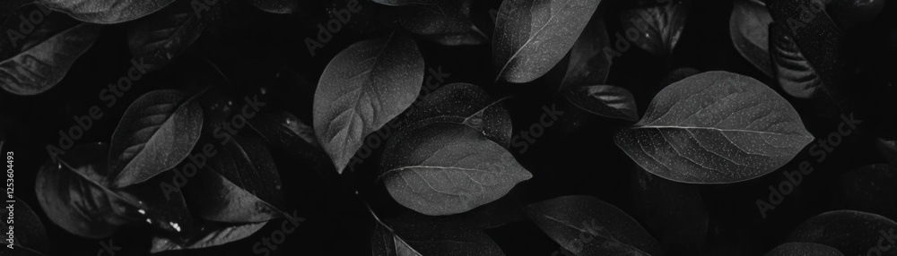 Poster close-up view of a pile of dry leaves showcasing intricate venation with halftone texture