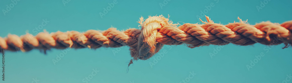 Poster Close-up of a frayed rope emphasizing texture in a halftone style against a clear background