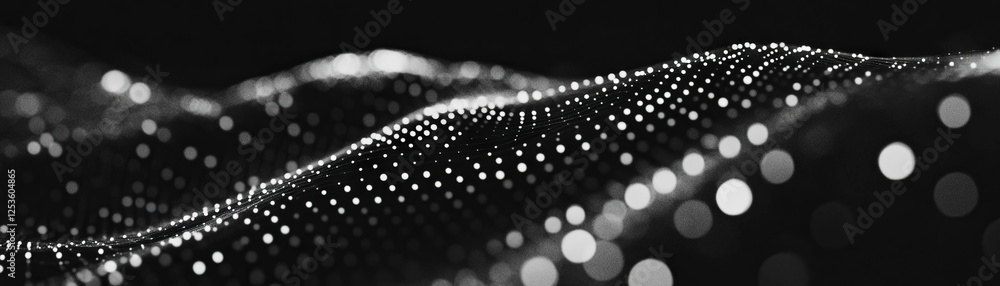 Poster Close-up shot capturing the intricate details of a spiderweb with a halftone texture