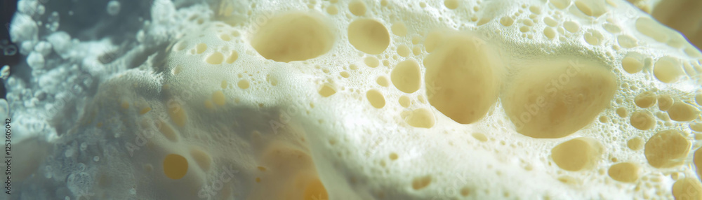 Poster close-up view of textured sponge highlighting large pores and halftone details