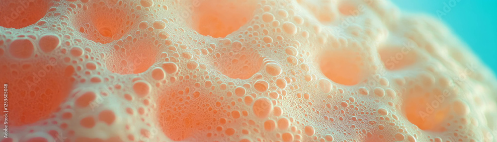 Poster Close-up view capturing texture of a porous sponge with halftone details emphasizing its structure
