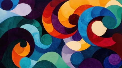 Vibrant Abstract Artwork of Swirling Colors and Shapes