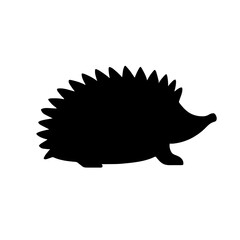 Minimalist black silhouette of a cute hedgehog on white background