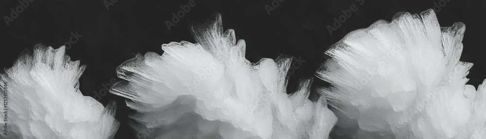 Fototapete close-up view of intricate frost patterns on window showcasing halftone texture