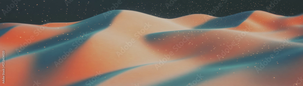 Poster Close-up of textured sand dunes displaying depth with halftone dots viewed from above