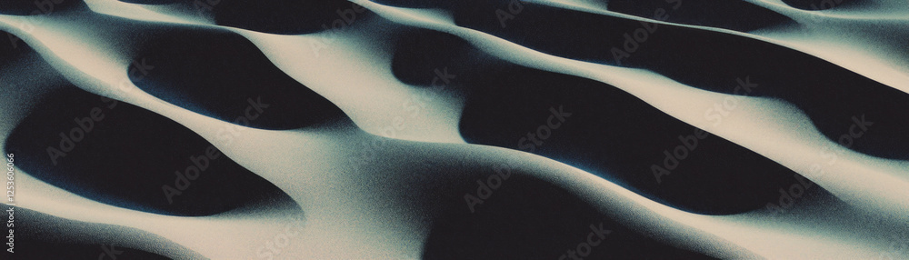Poster close-up view of sand dunes showcasing depth with halftone texture from an aerial perspective