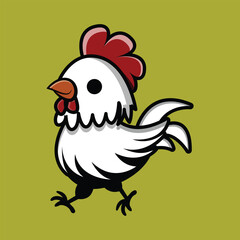 vector illustration of a cute, adorable white rooster logo