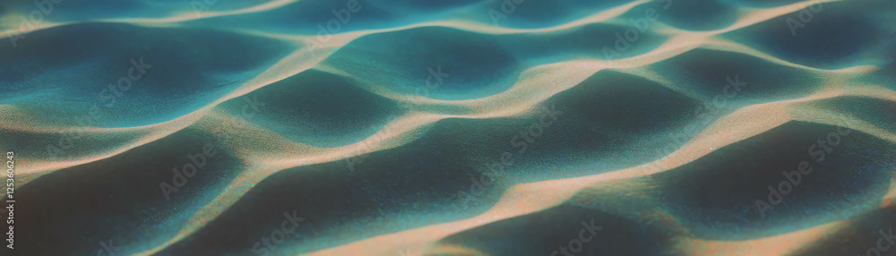 Poster close-up view of textured sand with ripples and halftone effects in vibrant colors