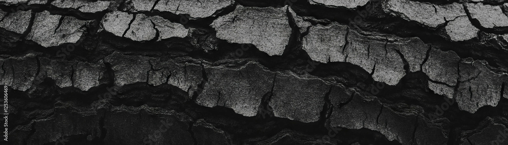 Aufkleber Close-up view of tree bark with deep grooves and halftone texture showcasing natural patterns