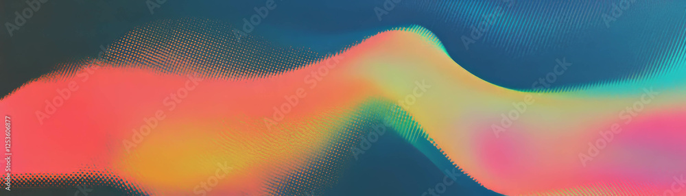 Aufkleber Curved lines create a textured halftone background with vibrant flow