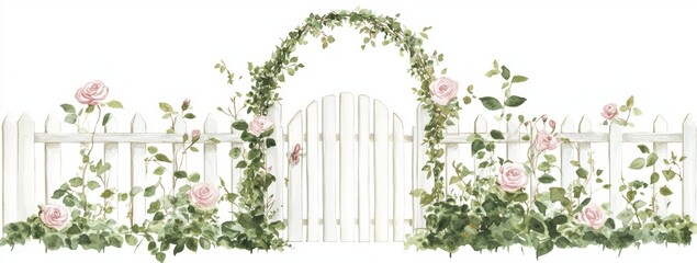 White Fence Rose Garden Archway