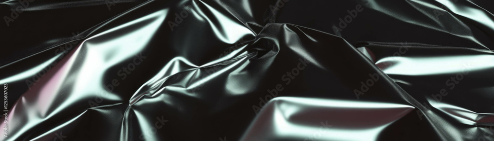 Poster close-up view of crumpled aluminum foil displaying halftone texture reflecting light