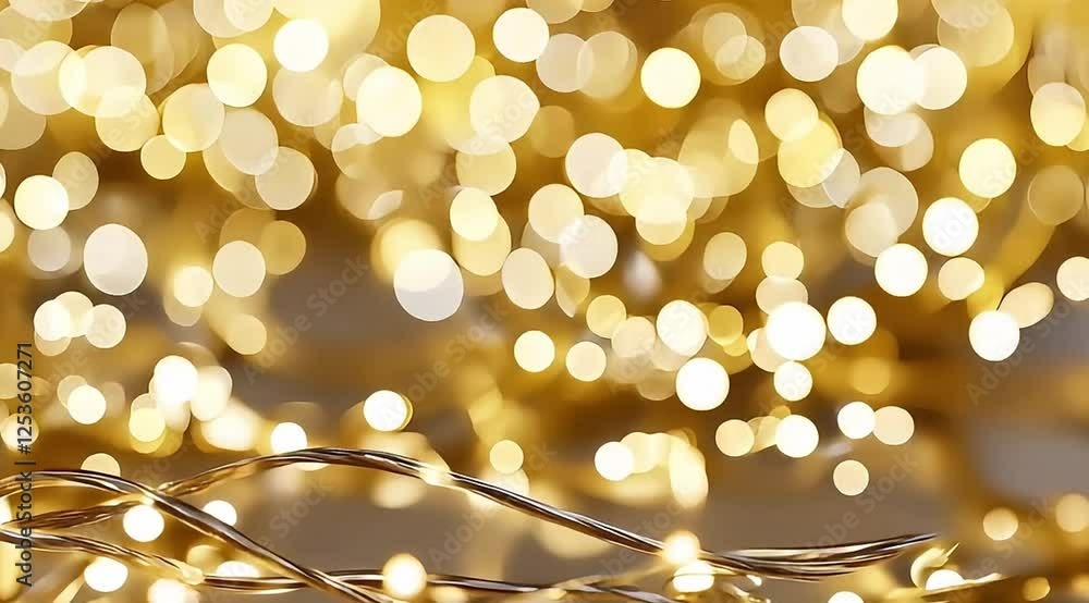 Poster sparkling golden bokeh background with soft lights and reflections