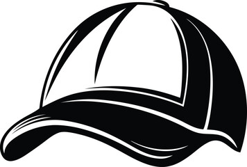 Vintage style Baseball Cap vector, Baseball Cap silhouette and line art vector illustration