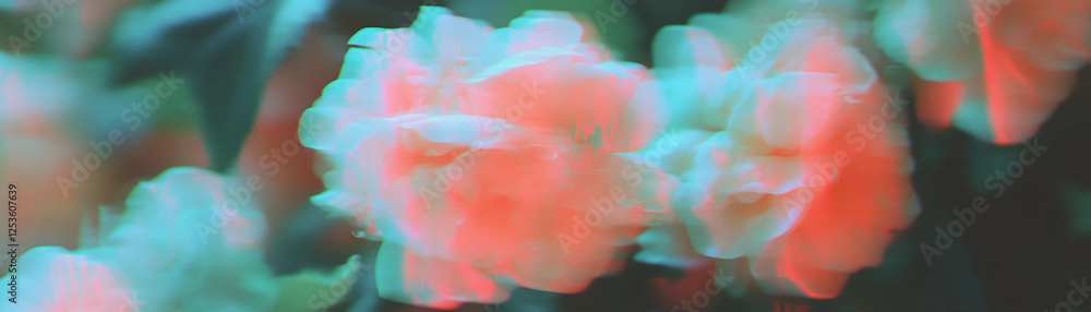 Poster Densely clustered flowers creating a visually striking halftone texture on a grunge background