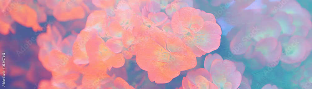 Poster flower cluster with halftone texture against a grunge background in soft colors