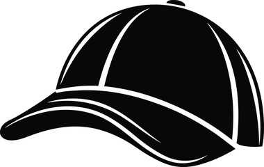 Vintage style Baseball Cap vector, Baseball Cap silhouette and line art vector illustration
