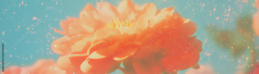 Poster captivating flower bloom with halftone texture against a textured background