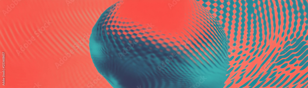 Poster fragmented circle design with textured halftone dots against a grunge background