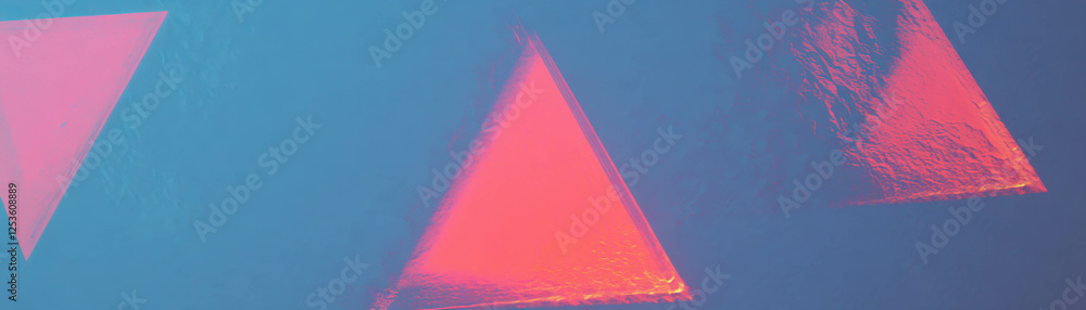 Poster Geometric arrangement of triangles with halftone texture viewed from above
