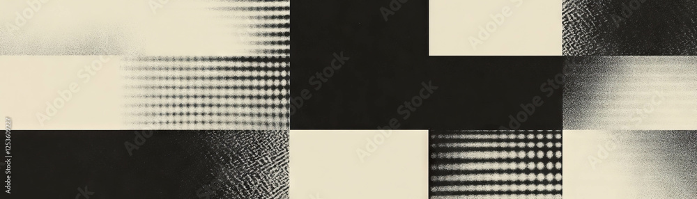 Fototapete Halftone texture grid featuring distorted squares with alternating dot patterns