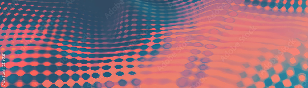 Aufkleber Grid of distorted squares with alternating halftone dot patterns in grunge texture