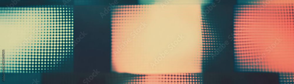 Poster Textures of colored squares with unique halftone patterns in a grunge style background