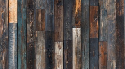 Textured Wooden Planks in Varied Hues and Patterns for Rustic Interior Design Inspiration