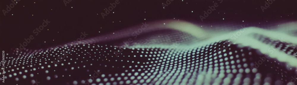 Poster Radial gradient in halftone texture with a transition from black dots to white