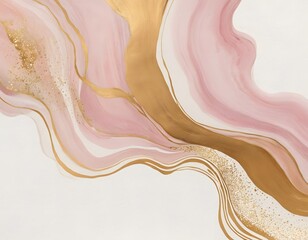 Fototapeta premium abstract premium luxury marble watercolor ink background with mix gold green and pink waves