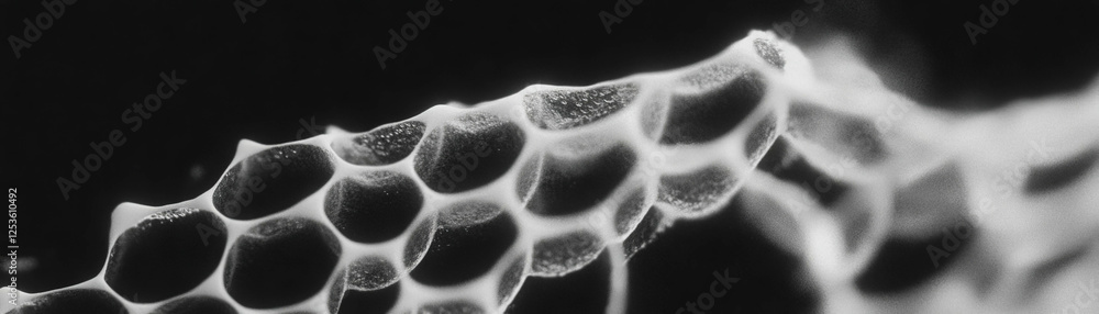 Poster Close-up view revealing intricate halftone texture of honeycomb structure with hexagonal cells