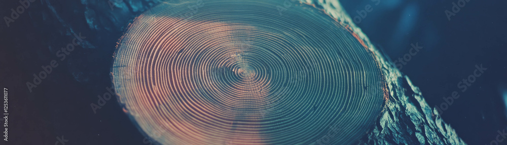 Poster close-up view of halftone tree rings revealing age and texture in detailed design