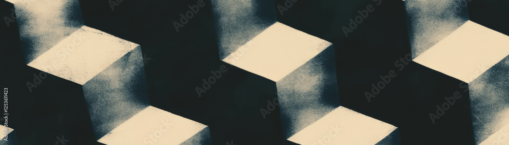 Poster Overlapping polygons create a striking tessellated pattern with halftone texture