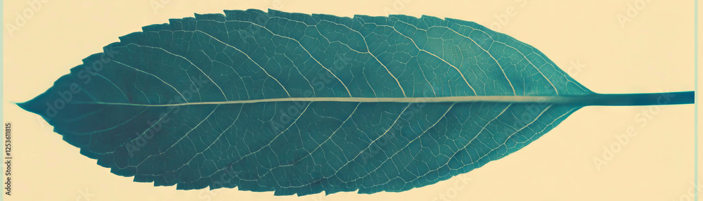 Aufkleber single dry leaf displaying prominent veins with a textured surface and halftone effect