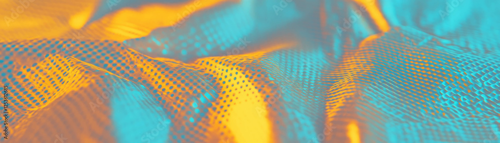 Poster Close-up view of textured surface resembling crumpled paper with halftone dots