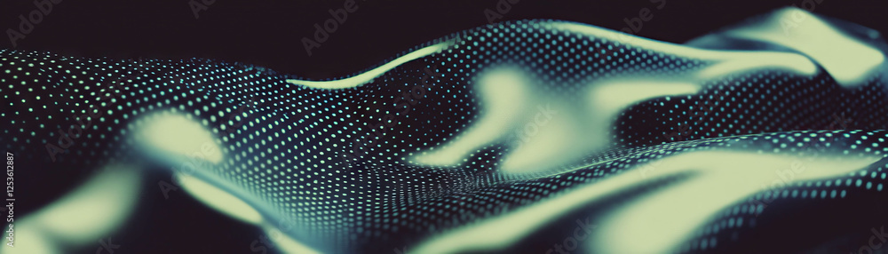 Poster halftone texture reveals crumpled paper effect with varied dot sizes in artistic design