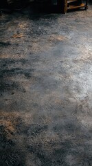 Interior concrete floor, dark tones, textured surface, possible industrial space, for commercial use