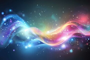 Abstract swirling energy waves in space, colorful light streaks