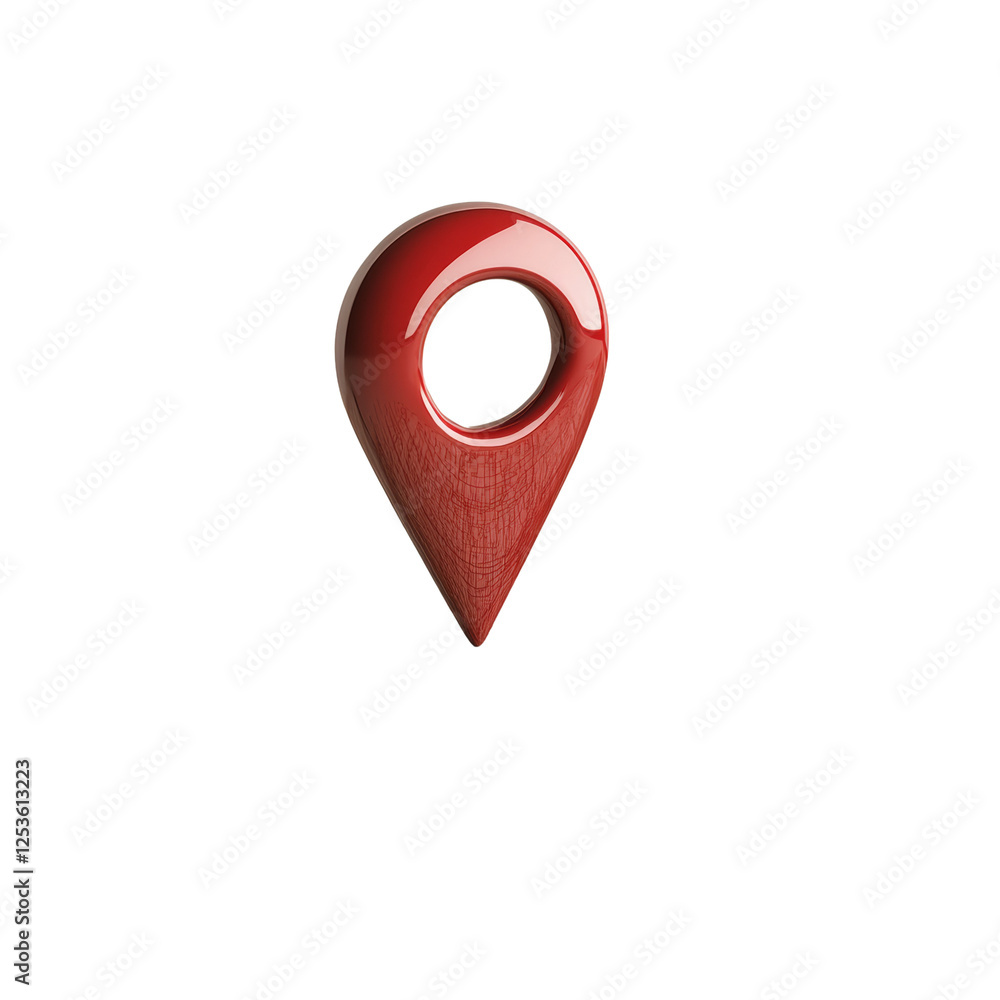 Poster A glossy red location pin marker on a dark background for maps and navigation