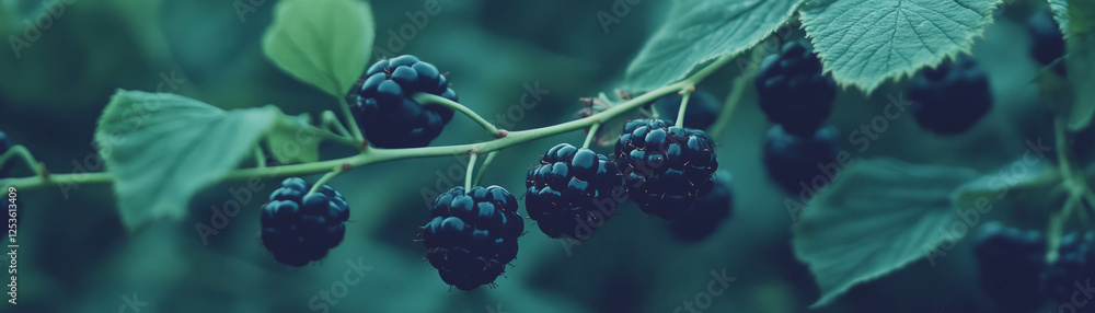 Aufkleber halftone texture berries on a branch showcasing unique shapes against a grunge backdrop