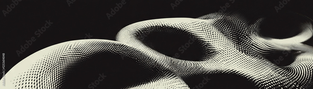 Aufkleber Close up of halftone texture showcasing interlocking circles with diverse dot sizes