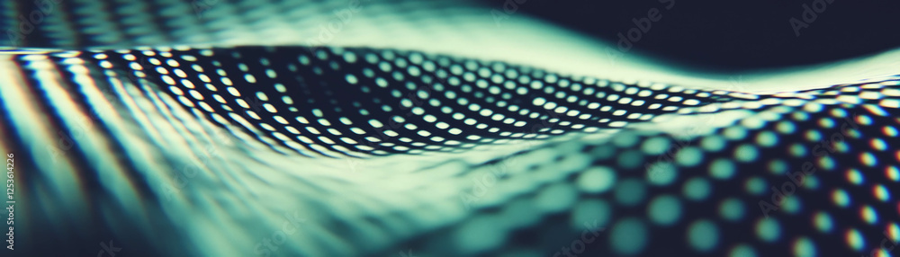 Poster Visual exploration of moire patterns created by overlapping halftone squares in close-up