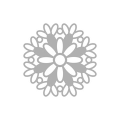 Gray floral brooch illustration with intricate details. Ideal for jewelry branding, packaging, prints, and accessories. Perfect for artisans, fashion designers, and elegant vintage-themed projects. 