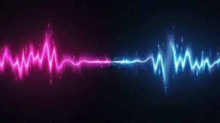 Abstract Sound Wave Visualization With Pink And Blue Light