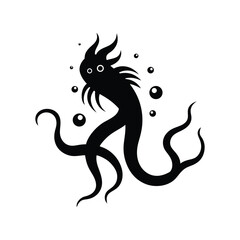 Sea Creature Silhouette, Sea Creature Vector Silhouette, Marine Life Silhouette