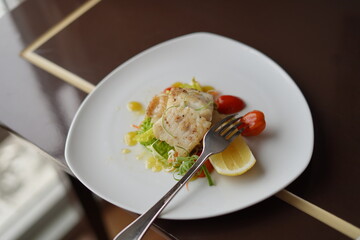 Plated Grilled Salmon Fish with Fresh Vegetables