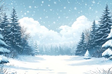 Winter Wonderland Snowy Forest Background Illustration